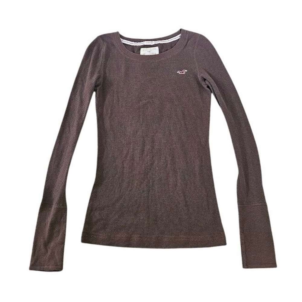 Vintage Y2K Hollister Long Sleeve Brown Ribbed Top Bella Swan Prep Medium Shirt